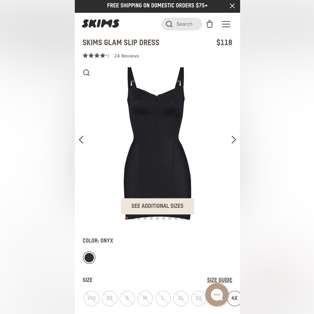 SKIMS Glam Slip Dress in Onyx - Picture 16 of 16